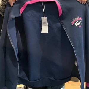 Lacoste Miami Open 2025 Tennis Jacket Navy Blue Pink Trim‎ Full Zip Mens M